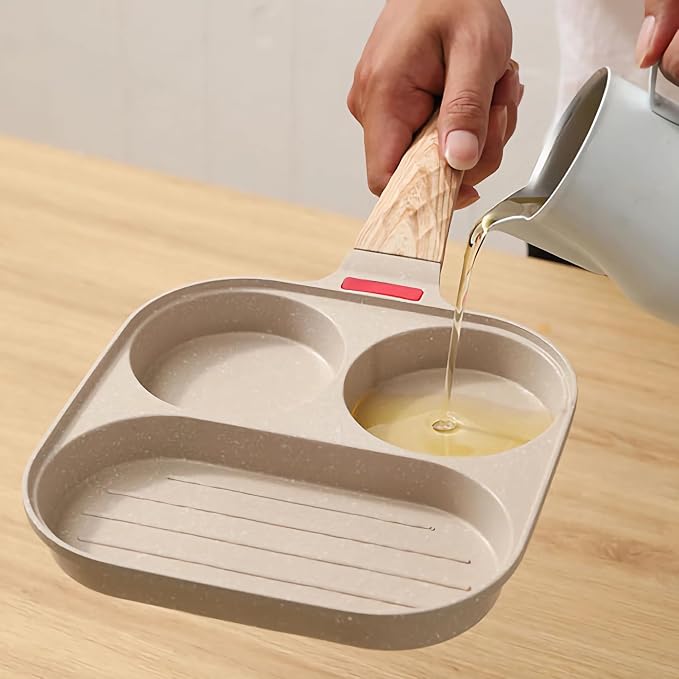 Egg Pan with Lid 3 Cup Nonstick Egg Frying Pan Omelette Skillet | Aluminum Omelet Pan with Glass Lid and Spatula, and Silicone Brush. Works for Breakfast Eggs, Bacon, and Mini Pancakes.