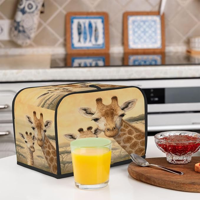 4 Slice Toaster Cover Giraffe Animal Cute Toaster Covers Four Slice Wide Slot Waterproof and Dustproof Covers for Wide Slot Toasters and Small Appliances Kitchen Decor Gifts