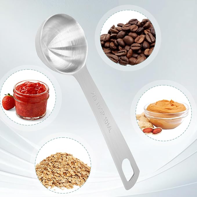 2Pcs Stainless Steel Measuring Spoons, 2/3 Tbsp | 2 Tsp | 10 mL | 10 cc, Metal Single Measuring Spoon, For Coffee Powder, Grains & Loose Tea