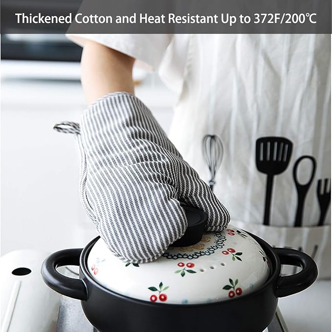4Pcs Oven Mitts and Pot Holders, Heat Resistant Oven Mitts Set with Pothholder,Heat Resistant Microwave Gloves Safe for Baking,Cooking, BBQ