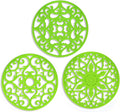 ME.FAN Trivets for Dishes/Pots/Pans, 3 Pcs Silicone Mats, Flexible/Durable/Non Slip Hot Pads to Protect Table and Counter Top (Green)