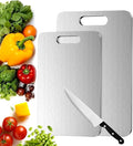Titanium Cutting Boards for Kitchen, Food Grade 304 Stainless Steel Cutting Board Set for Meat Fruit and Vegetable (15.1 * 11 & 13.4 * 9 Inch)