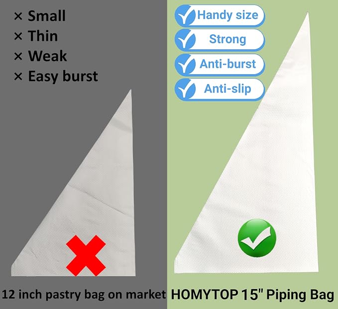 15 Inch Piping Bags 200 Pack - Disposable Pastry Bags - Thick Anti-Burst Pastry Icing Frosting Piping Bags For Decorating Cupcakes Cakes Cookies (15 Inch-200 Pack)