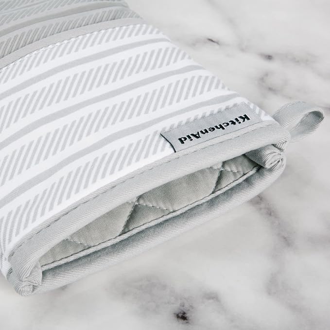 KitchenAid Albany Oven Mitt 2-Pack Set, Matte Grey, 7"x13"
