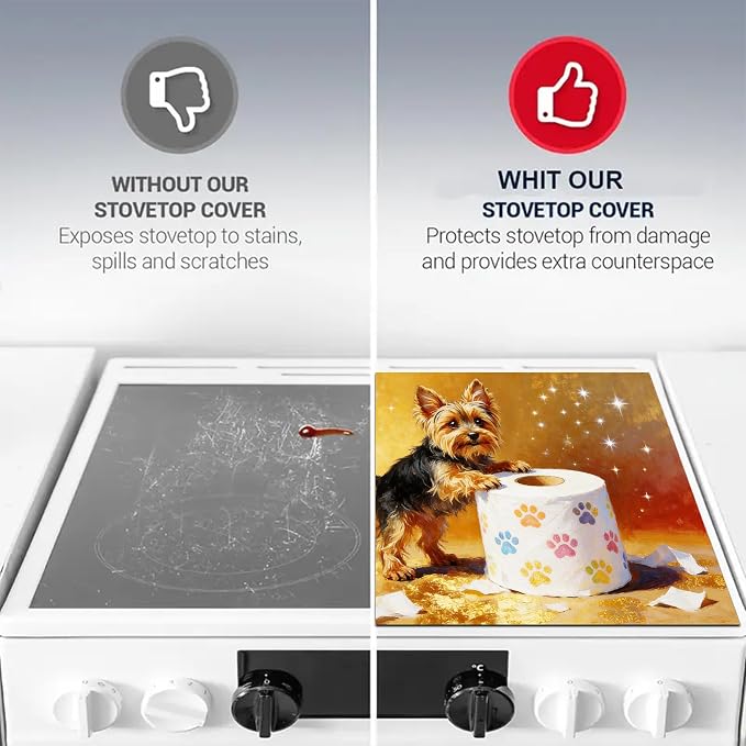 HOMETITUTE Spring Stove Top Cover 28x20 Dog Paw Artwork Heat Resistant Protector