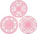 Extra Thick Silicone Trivet Mat for Hot Dishes, Hot Pots and Pans, Pot Holder, Hot Pad to Protect Your Table and Countertop, Kitchen Decor and Accessories,Pink,Set of 3