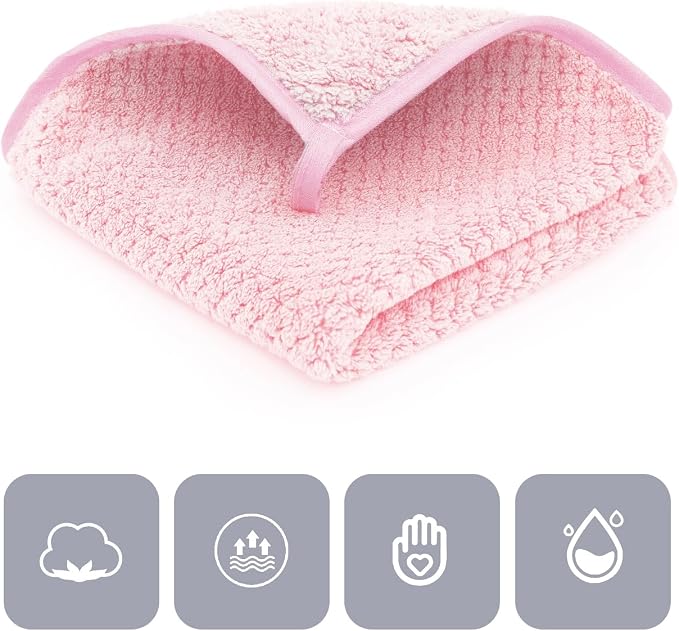 MaopaoBeauty 6 Piece Washcloth Set,100% Microfiber - Quick Dry, Thick, Soft, Plush and Highly Absorbent Luxury Hotel & Spa Bath Towel for Bathroom, Pack of 6, Pink