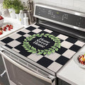 HOMETITUTE Sweet Home Stove Top Cover 28x20 Black White Checker Diatomite Mat