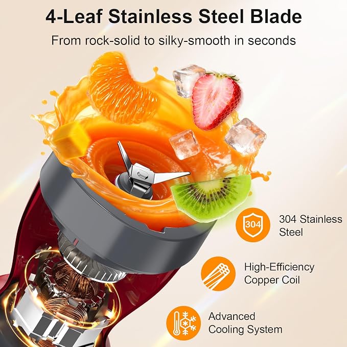 Personal Blender, 650W Smoothie Blenders for Shakes and Smoothies with Grinder Cup & 2 BPA-Free Portable Cups (20oz+14oz), Blenders for Juices, Smoothies Maker for Kitchen, Dark Red