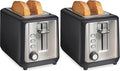 Hamilton Beach Gourmet 2 Slice Slot Toaster with Extra Long & Wide Slots,Sure-Toast Technology,Shade Selector with 7 Browning Levels,Bagel Setting,Matte Black and Stainless Steel (22996),(Pack of 2)