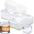 KitchFort® Large Silicone Ice Cube Tray (2-Pack) - 2" Big Ice Mold with Lid | Easy Release, Cocktail, Whiskey Ice Cubes Mold - Food Grade - Ice Cube Trays for Freezer - Stackable Silicone Ice Tray