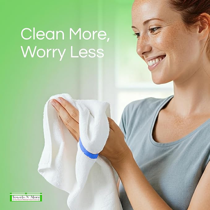 Towels N More 24-Pk 16x19 30 Oz. Cotton Kitchen Bar Mop Towels Blue Stripe | Reusable Kitchen Cleaning Towels for Chef, Cook, Home, Restaurant & Bar. Highly Absorbent, Multi-Purpose Cotton Towels