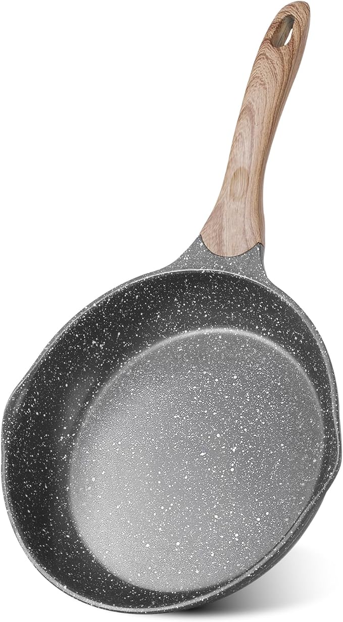 JEETEE 12.5 Inch Nonstick Frying Pan Skillet with Dual Spouts Cooking Pan | All Stove Compatible Easy-Clean, Even Heating, PFOA Free, Cool Ergonomic Handle, Large Non Stick Fry Pan for Steak Fish,Grey