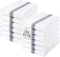 Homaxy 100% Ring Spun Cotton Kitchen Towels 12 Pack, Slate Gray Stripe | 15 x 25 Inch, Highly Absorbent Dish Towels for Kitchen Drying, Reusable Cleaning Cloths, Soft Tea Towels with Hanging Loop