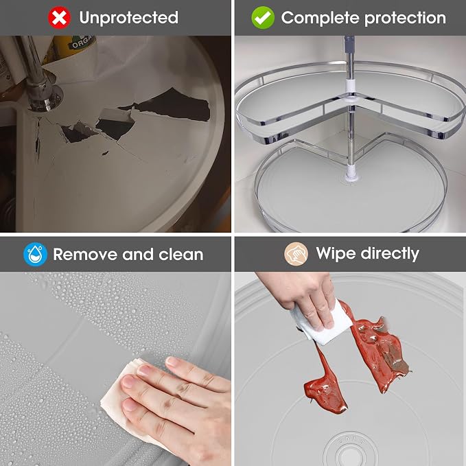Lazy Susan Shelf Liner,Silicone Lazy Susan Liners for 28in Kitchen Turntables – Non-Slip and Heat-Resistant for Added Convenience 2PCS