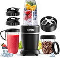 Ganiza Smoothie Blender Max 1300W, Personal Kitchen Blender & Grinder Combo | 23 oz, (2) 37 oz To-Go Cups, 6-Leaf Blade, Portable Maker for Smoothies, Shakes, Frozen Drinks, Sauces, Coffee Beans, Nuts