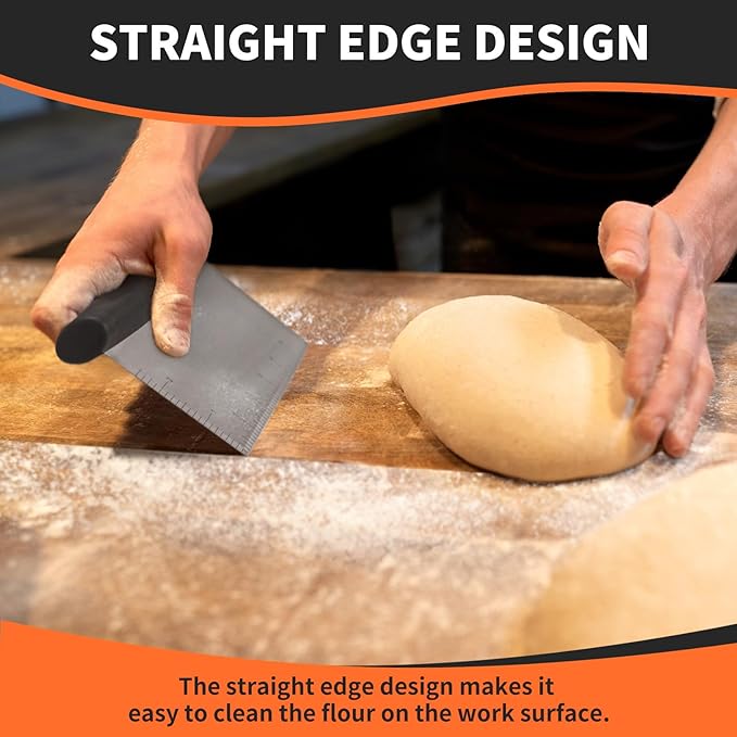 ALLTOP Bench Scraper & Chopper - Baking Essentials,Stainless Steel Blade Knife,Ideal Kitchen Tool for Home Baking and Meal Prep, Bread Making, Pasta,Pastry,Dough and Cake - Set of 2 Pack