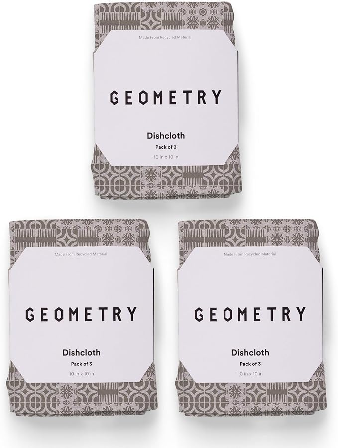 GEOMETRY Kitchen Dish Cloths - Spring & Summer Collection - Premium Dishcloths with Geoweave - Absorbent & Fast Drying Kitchen Towels - Sandy, 10" x 10" - 3-Pieces