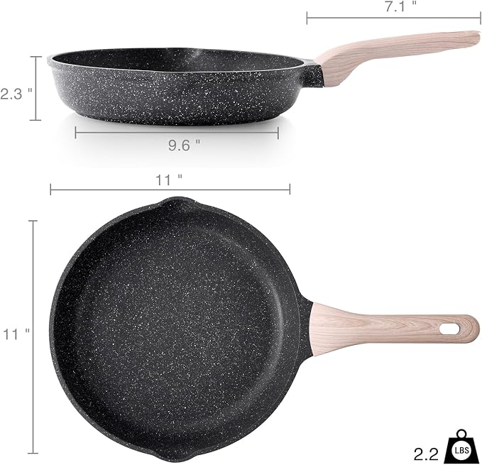 Kordisen Nonstick Frying Pan Skillet, 11 Inch Granite Cooking Pan Nonstick, Healthy and Non Toxic, Induction Compatible, PFOA Free