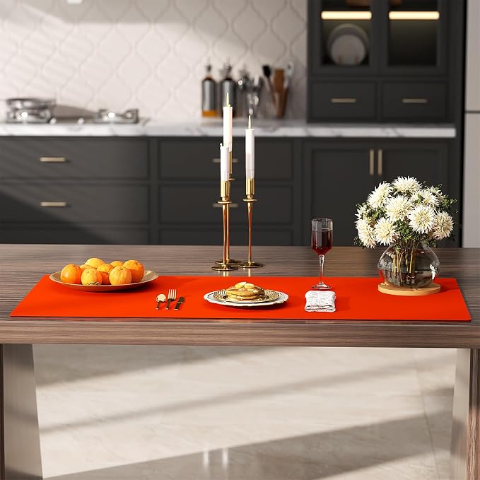 Silicone Protector Mat 47x24 Inch,Orange | 1.3mm silicone mat, heat resistant, non-slip & waterproof. Ideal for baking, painting, resin, welding and table protection.