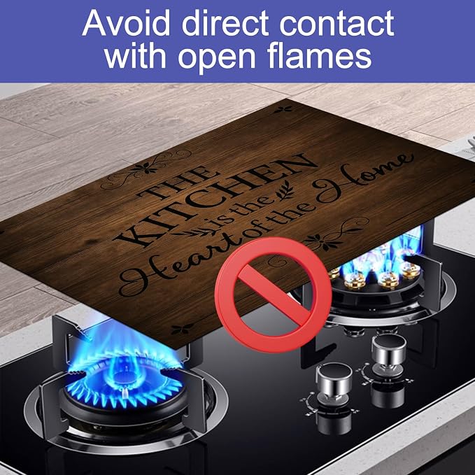 HOMETITUTE Stove Top Cover 28x20 Diatomite Rustic Wood Grain Heat Resistant