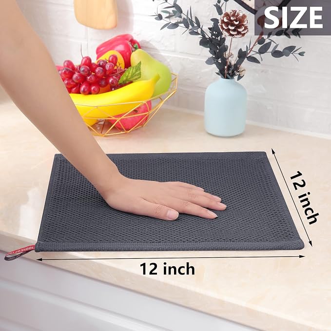 Homaxy 100% Cotton Waffle Weave Kitchen Dish Cloths 8-Pack, Multicolor | 12 x 12 Inches, Ultra Soft Absorbent Dish Towels, Quick Drying Dish Rags with Hanging Loop