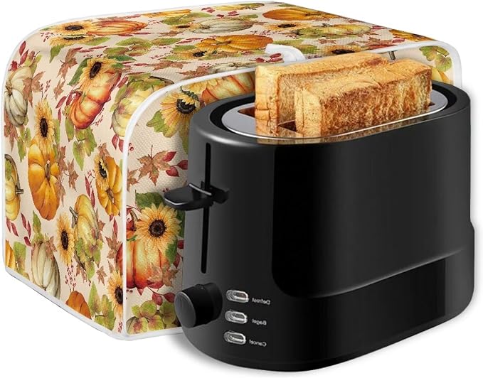 Toaster Cover for 2 Slice Bread Toaster Oven - Waterproof Dustproof Kitchen Small Appliance Cover - Home Kitchen Accessories Decor With Pumpkin Sunflower Print for Thanksgiving