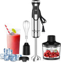 Colarlemo 1800W Immersion Blender Handheld 4-in-1 Hand Blender, Silver | Stick Blender for Ice Crushing Smoothie, Baby Food, 8 Speed & Turbo Boost, Stainless Steel Blade with Whisk, Chopper, Beaker