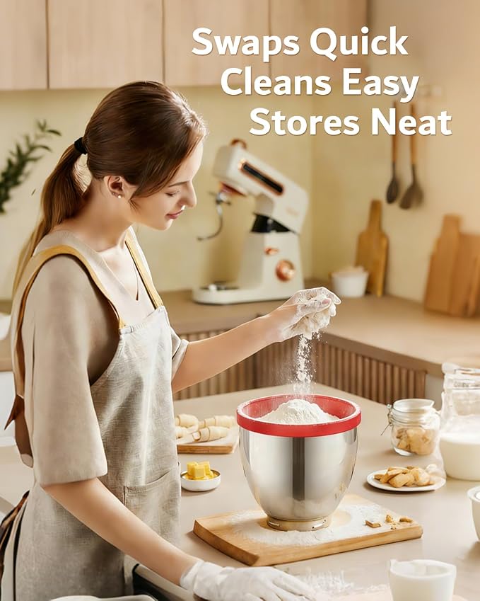 Foldable Silicone Bowl Insert for 5Qt KitchenAid Mixer - Collapsible, Non-Stick Liner Mats for Easy Storage, Baking & Mixing, Heat Resistant & Dishwasher Safe