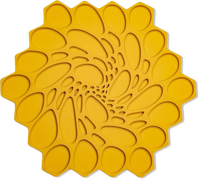 7 x 7 Hive Interlocking Silicone Trivet, BPA, PVC-Free, Heat Resistant Up to 675°F, Non Slip, Protects Table from Heat, Mustard Color, Pack of 1