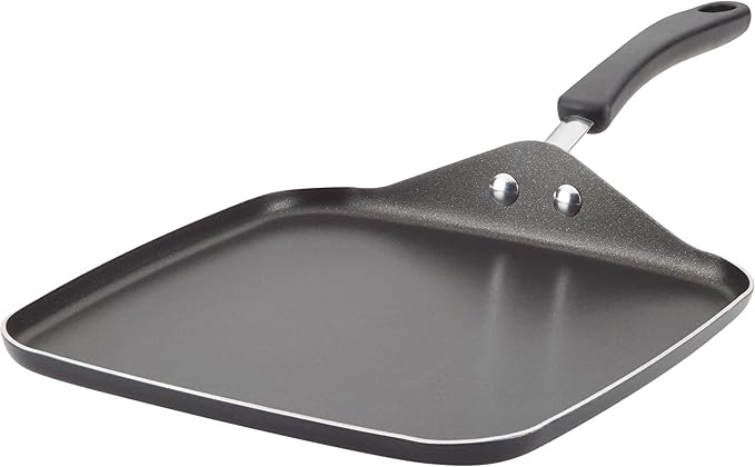 Farberware Cookstart Aluminum DiamondMax Nonstick Square Griddle Pan, 11-Inch, Black