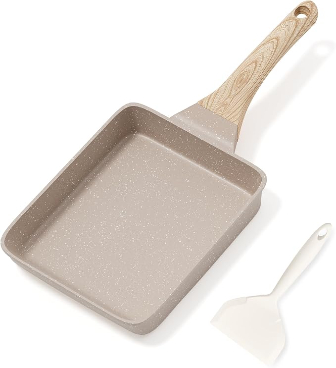 Caannasweis Granite Tamagoyaki Pan Japanese Breakfast Omelette Egg Pan | Nonstick Omelette Skillet Frying Pan Egg & Tamagoyaki Cooker Suitable for Gas Stove & Induction Cookware, PFOA PFOS Free