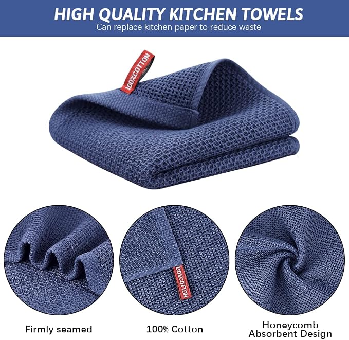 Nialnant Kitchen Hand Towels, 13 x 28 Inches, 100% Cotton | Dish Towel for Home, Soft Dish Cloth for Kitchen, Super Absorbent Tea and Bar Towels