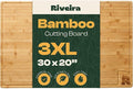 Riveira Extra Large Bamboo Cutting Board, 30" x 20", 0.8 Inch Thick – Cool Stove Top Cover Cutting Board, Noodle Board Stove Cover with Juice Groove, Reversible Butcher Block for Charcuterie