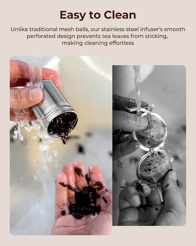 2 Pack Reinmoson 304 Stainless Steel Tea Infuser for Loose Leaf Tea | 1.58” x 2.2” Extra Fine Mesh Tea Strainers Ball, Threaded Lid, Loose Leaf Tea Steeper for Black Tea, Rooibos, etc