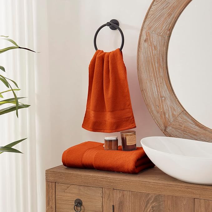 COZYART Luxury Bath Towel Set 3 PCS, Burnt Orange 100% Turkish Cotton | OEKO-Tex 100 Certified Zero Twist Ring Spun, Soft Absorbent Quick Dry, Plush Fluffy, Breathable Hotel Quality for Daily Use