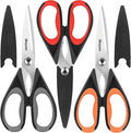 iBayam 3-Pack 8.7" Kitchen Scissors All Purpose Heavy Duty Shears w/Sheath | Soft Comfort Grip, Dishwasher Safe, Stainless Micro-Serrated Edge Blades, Cooking Poultry Herbs Meat Kitchen Utensils Gadgets
