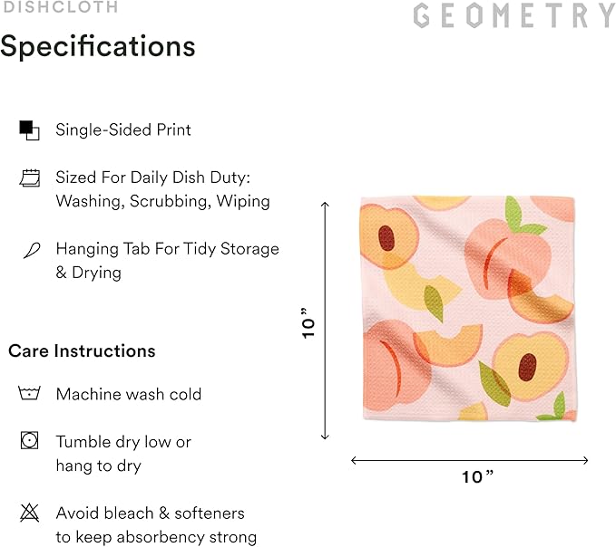 GEOMETRY Dishcloth – Spring & Summer Collection – Quick-Dry, Ultra-Absorbent, Reusable Microfiber Kitchen Towels for Drying & Cleaning - Fruit Fun - 3-Pieces