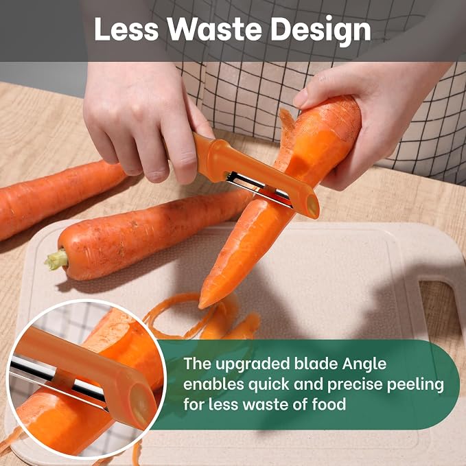 Beneno Swivel Vegetable Peeler, Smooth Peeling Potato Peeler, Orange | Razor-Sharp Stainless Steel Blade, Ergonomic Non-Slip Grip, Built-In Potato Eye Remover, Durable Design for Fruits & Veggies