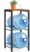 Brown Heavy Duty 5 Gallon Water Bottle Holder - 2 Tier Water Cooler Storage Rack With Top Shelf - Dispenser Stand for Kitchen, Living Room, Office