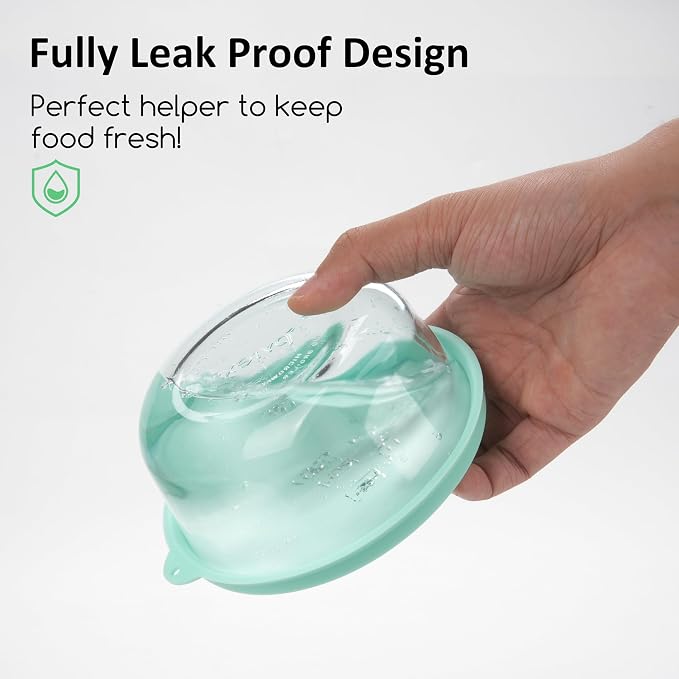 2 Cup Round Silicone Storage Cover Lids Replacement for Anchor Hocking and Pyrex 7200-PC Glass Bowls (Container not Included) (Green) 2 Pack