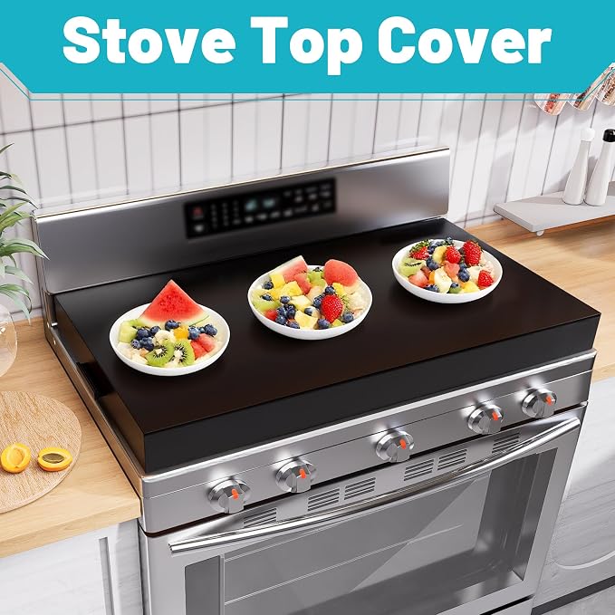 Stove Top Cover, Large Gas Stove Cover Board, 30" L x 22" W x 3" H, Metal Stove Top Cover with Handles, Noodle Board Cooktop Cover, Kitchen Organizer, Easy to Clean