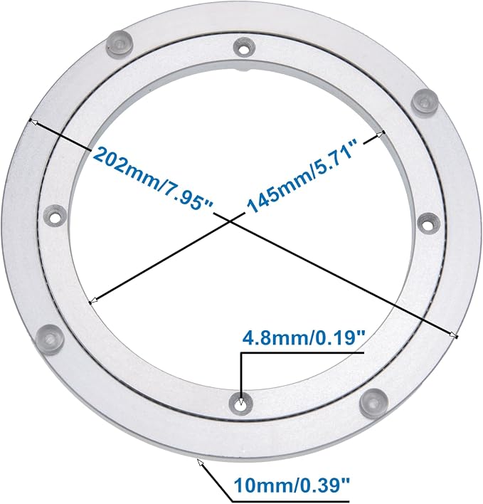 Aluminum Heavy Duty Lazy Susan Rotating Turntable Bearing Swivel Plate Hardware for Dining-Table (8 inch)