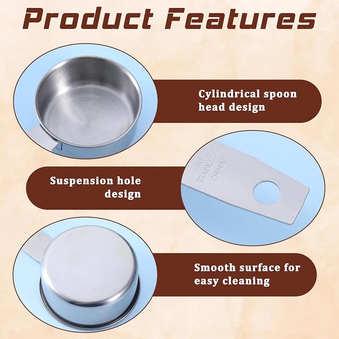4 Pcs 1/8 Cup (30ml) Measuring Cup, 1oz Stainless Steel Measuring Cups Metal Measure Scoop Coffee Scoops Rice Cups Tablespoon for Cooking Baking, Wet and Dry Ingredients, Dishwasher Safe