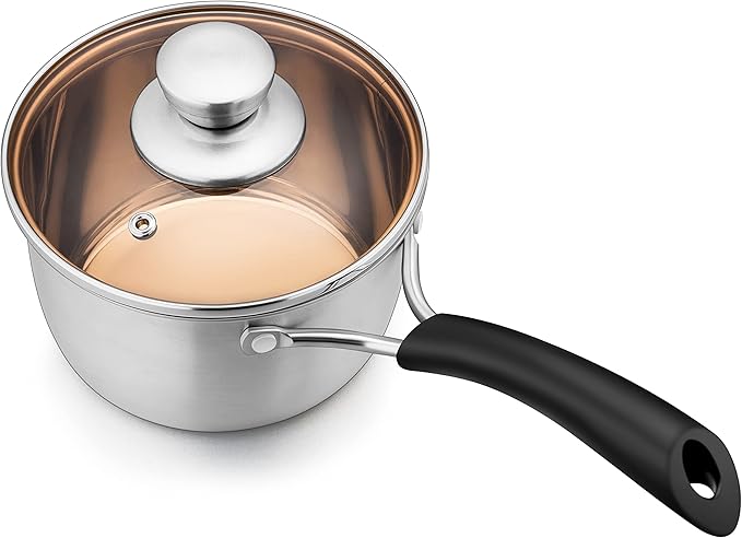 Herogo 2Qt Saucepan with Lid, 18/10 Stainless Steel Sauce Pan Pot, 2 Quart Saucepan for Gas Electric Stove Top Camping, Rust Free & Dishwasher Safe