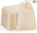 50 Pack Cotton Drawstring Bags, 5x7 Inch Reusable Natural Muslin Bags for Straining Herbs, Coffee, Tea, Soup, Spices, Produce Bag Bulk Gift Bag Jewelry Pouch for Party Wedding Christmas