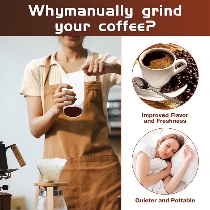 Manual Coffee Grinder with 95 Ceramic Conical Burr, 35 Adjustable Grind Settings, Portable Coffee Mill for Espresso, Pour Over & French Press, Camping & Home