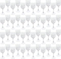 48Pack Plastic Wine Glasses, 7oz Vintage Goblets for Wedding | Unbreakable Crystal Style Reusable Stemware, Elegant Clear Drinking Glass for Party Anniversary & Holiday Celebration