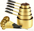 Bopei Measuring Cups and Spoons Set, Gold Electroplated Stainless Steel 10 Piece for Cooking and Baking (5 Cups + 5 Spoons Gold)