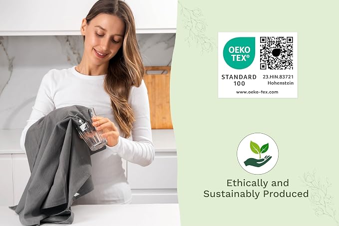 Organic Cotton Gray Tea Towels - 10 Pack, 27"x27", 100% Cotton Gray Flour Sack Towels for Kitchen and Baking Use - Durable, Absorbent and Customizable Dish Towels (10 Pack)